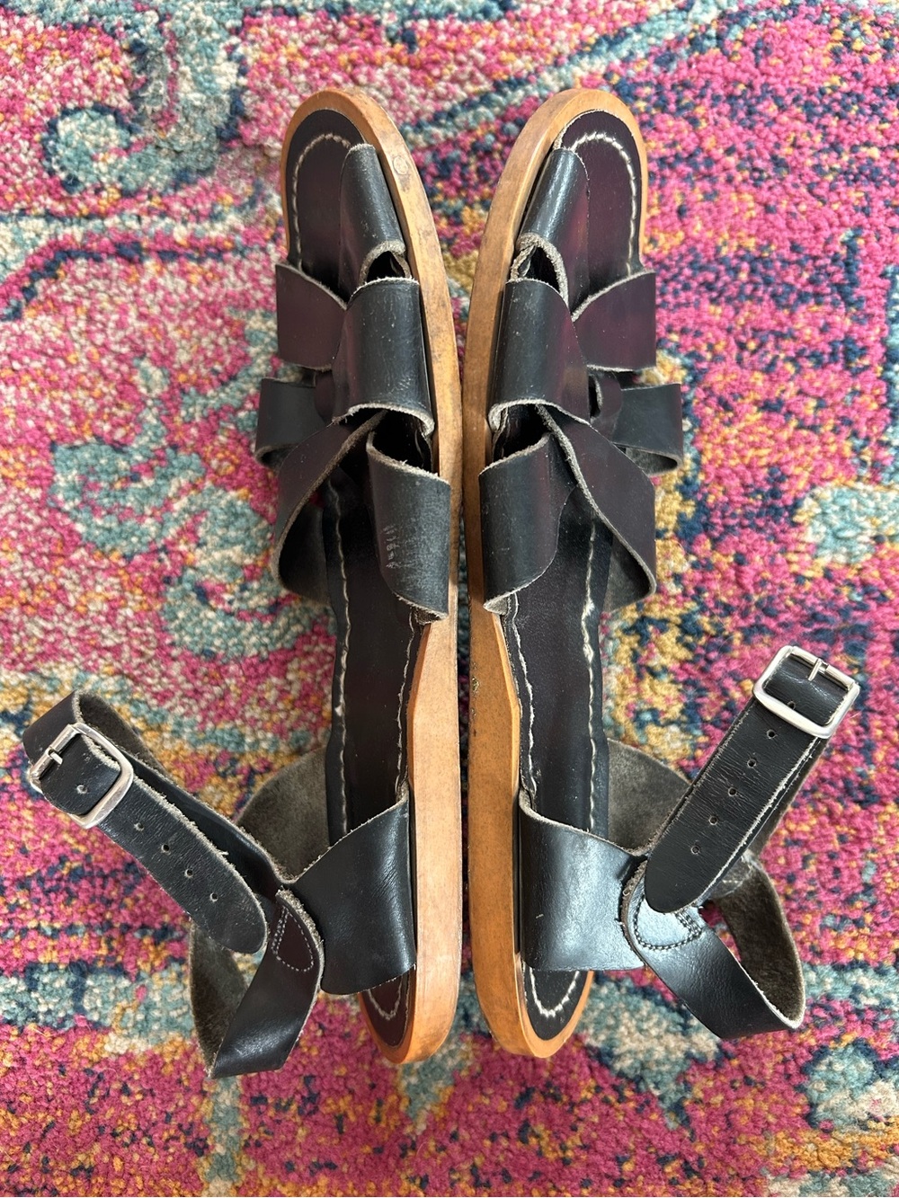 Salt Water | Women’s Black Leather Original Classic Strappy Sandals Size 8 - Picture 9 of 16